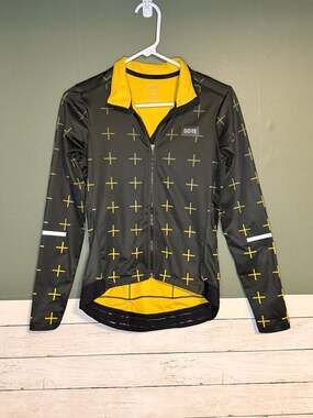 Gorewear Thermo Cycling Jersey Women's XS Progress Black Yellow Cross Print‎
